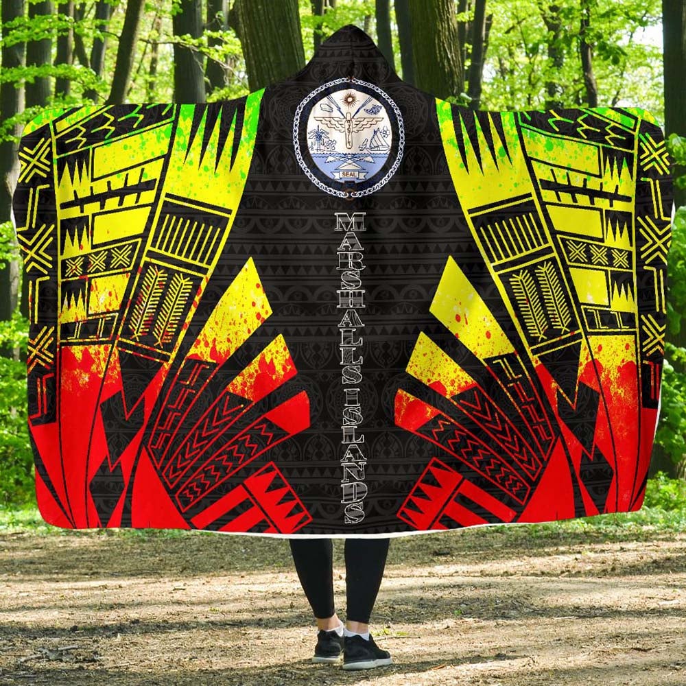 Marshall Islands Hooded Blanket - Polynesian Tattoo Reggae