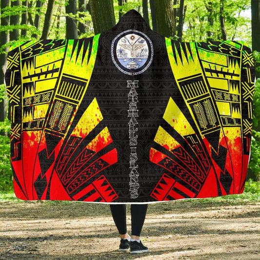 Marshall Islands Hooded Blanket - Polynesian Tattoo Reggae