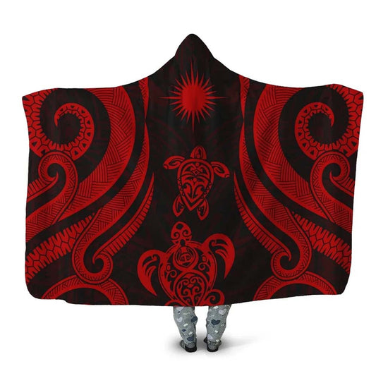 Marshall Islands Hooded Blanket - Red Tentacle Turtle