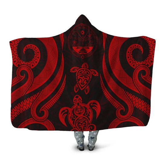 Marshall Islands Hooded Blanket - Red Tentacle Turtle Crest