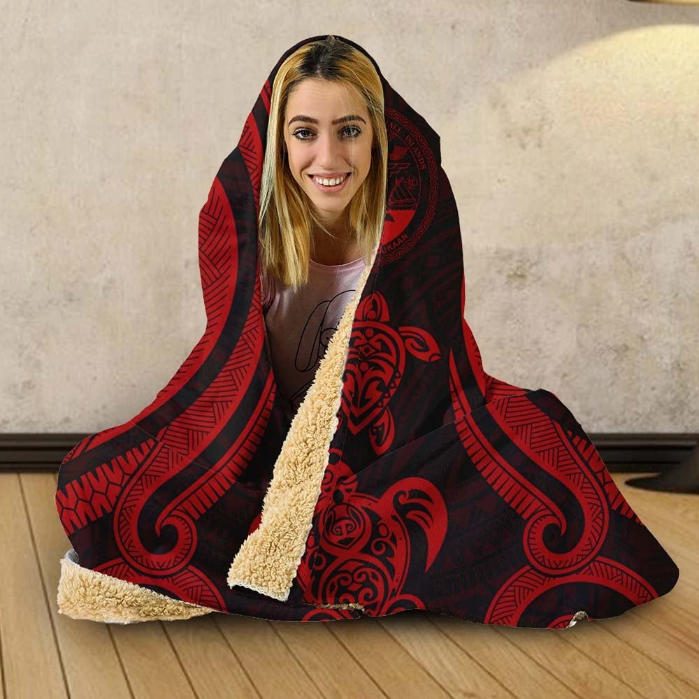 Marshall Islands Hooded Blanket - Red Tentacle Turtle Crest