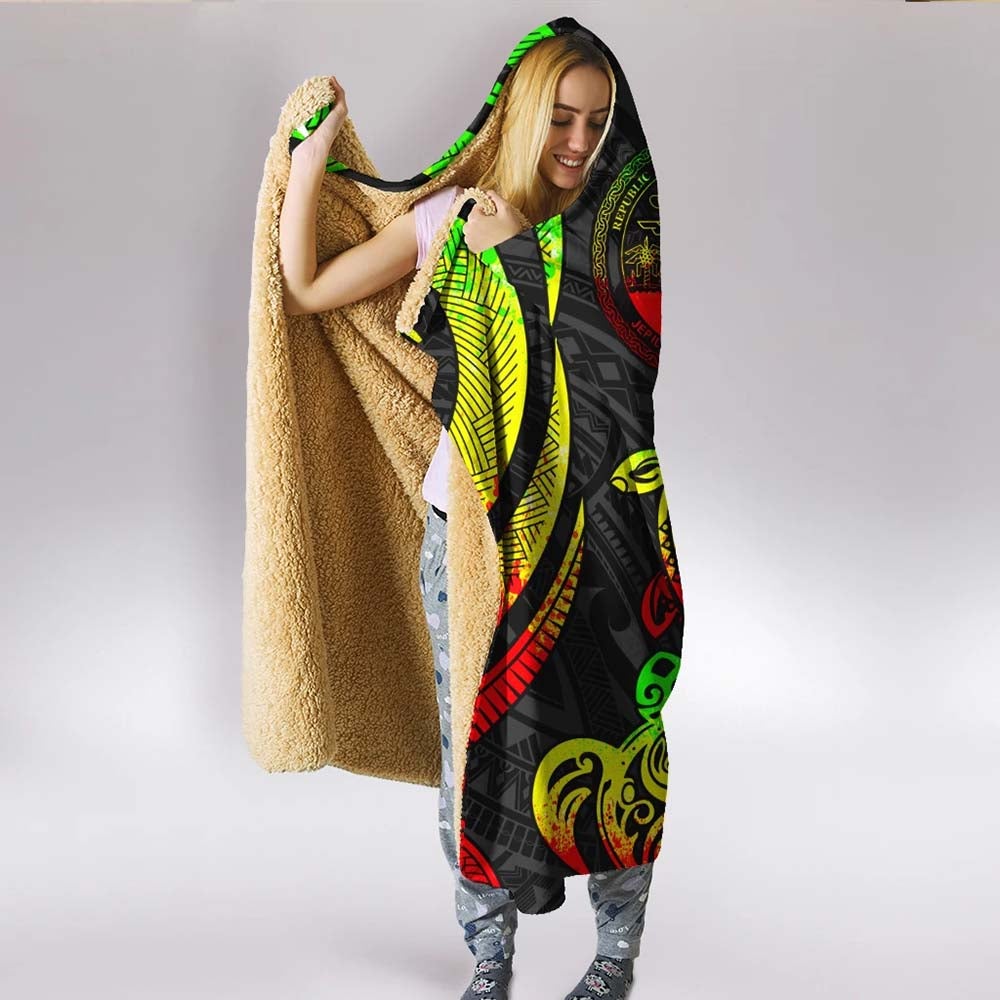 Marshall Islands Hooded Blanket - Reggae Tentacle Turtle Crest