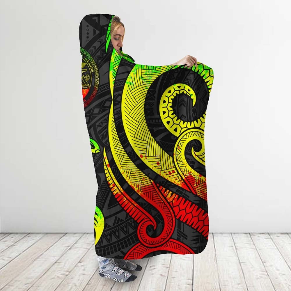 Marshall Islands Hooded Blanket - Reggae Tentacle Turtle Crest
