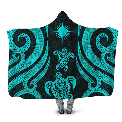 Marshall Islands Hooded Blanket - Turquoise Tentacle Turtle