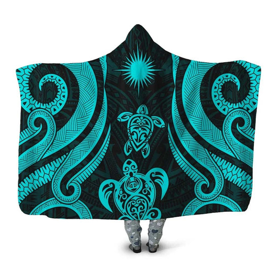 Marshall Islands Hooded Blanket - Turquoise Tentacle Turtle