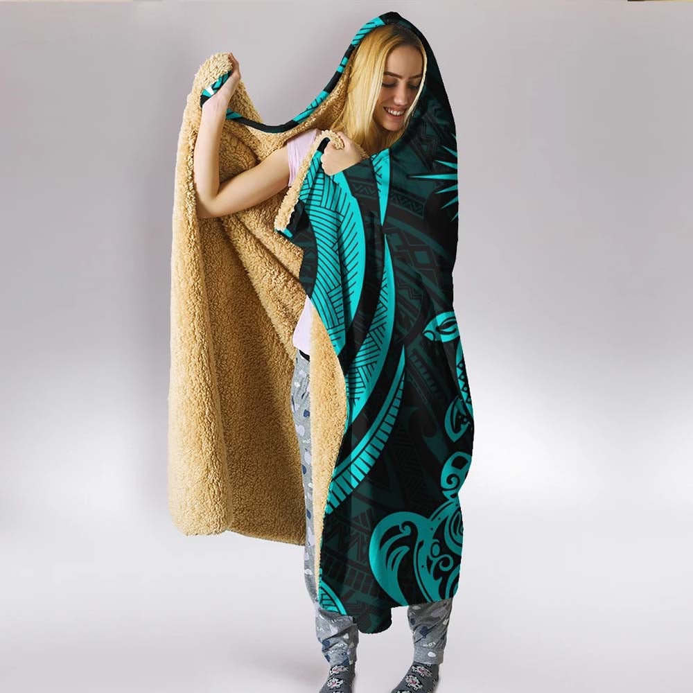 Marshall Islands Hooded Blanket - Turquoise Tentacle Turtle