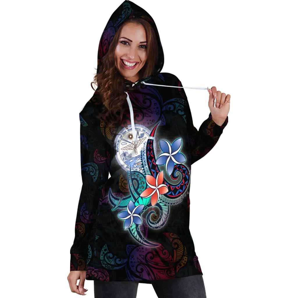 Marshall Islands Hoodie Dress - Plumeria Flowers Style