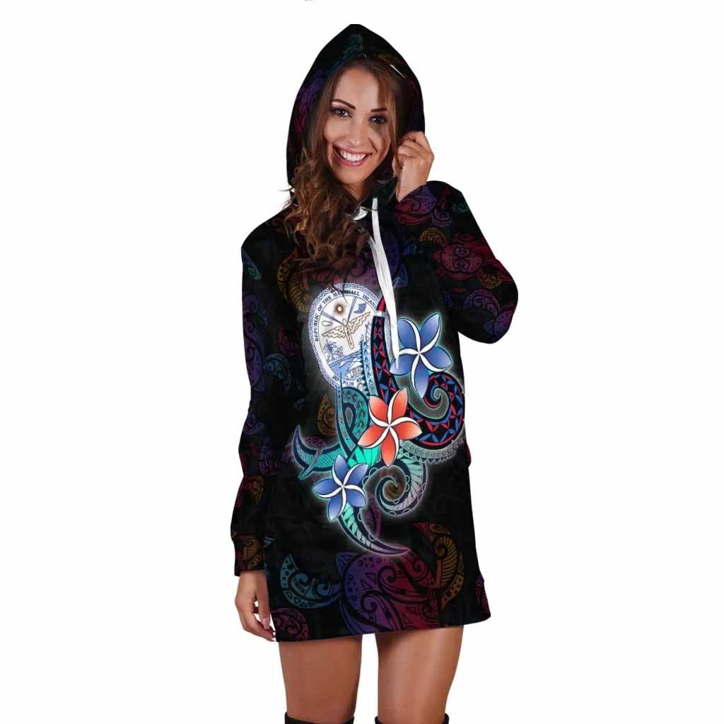 Marshall Islands Hoodie Dress - Plumeria Flowers Style