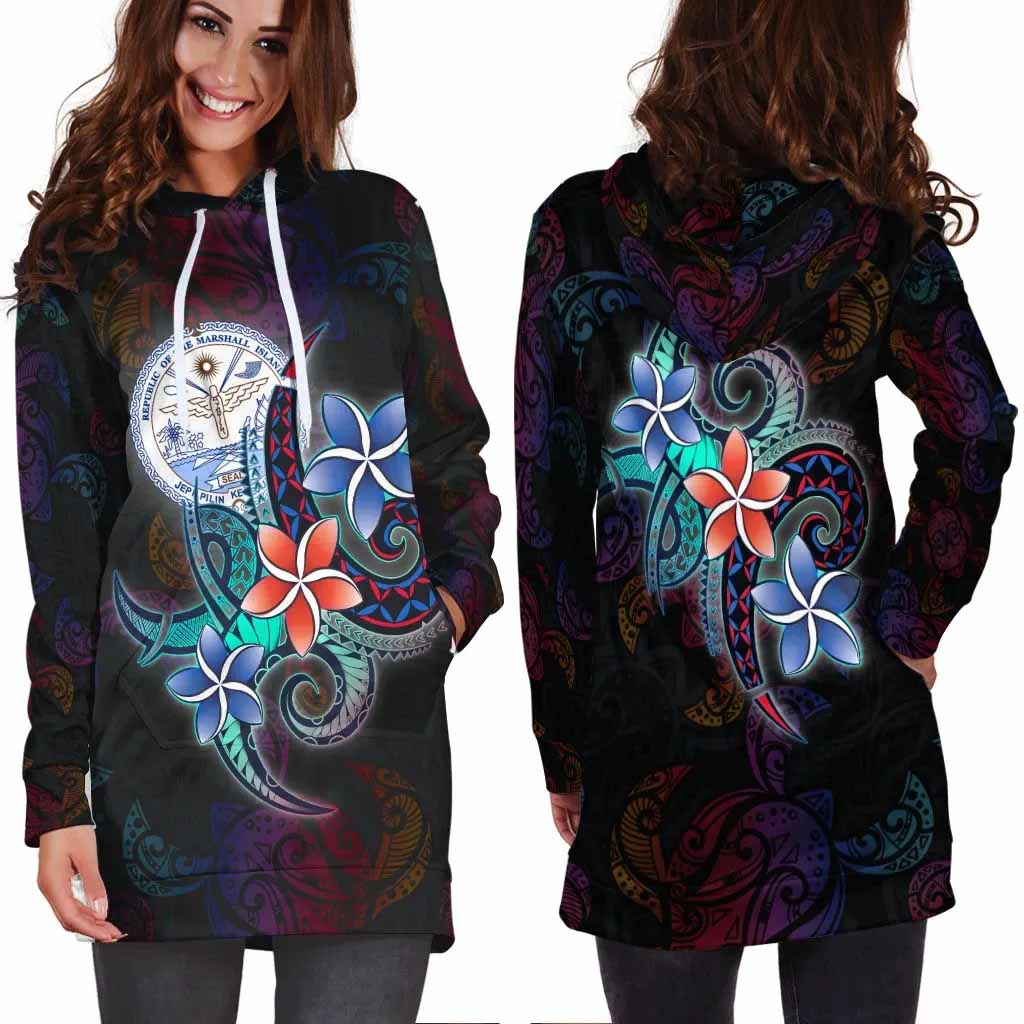 Marshall Islands Hoodie Dress - Plumeria Flowers Style