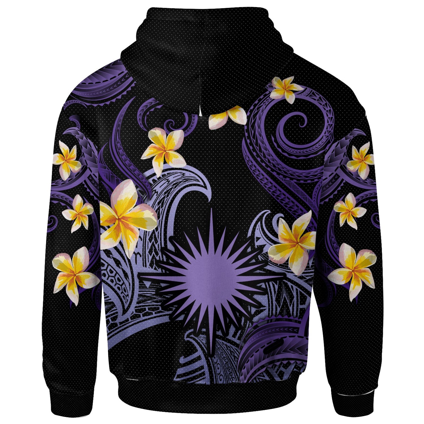 Marshall Islands Hoodie - Custom Personalised Polynesian Waves with Plumeria Flowers (Purple)