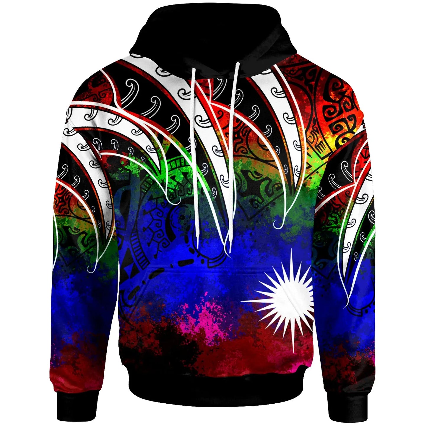 Marshall Islands Hoodie - Tropical Leaf Rainbow Color