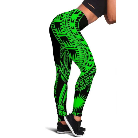 Marshall Islands Islands Legging Polynesian Pattern Green