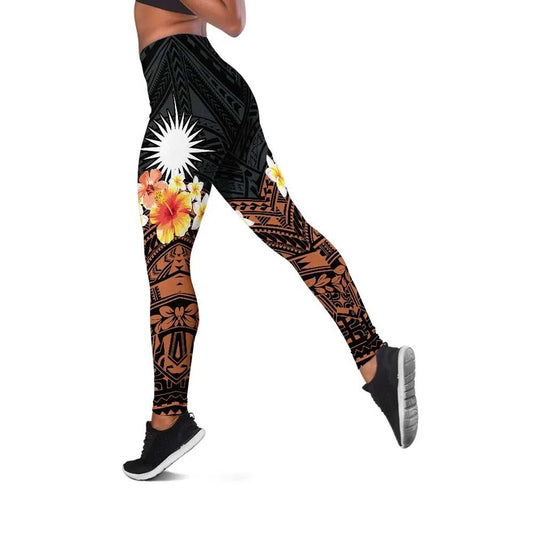 Marshall Islands Legging - Tribal Pattern Hibiscus