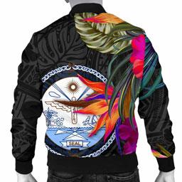 Marshall Islands Men Bomber Jacket - Hibiscus Polynesian Pattern