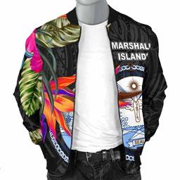 Marshall Islands Men Bomber Jacket - Hibiscus Polynesian Pattern