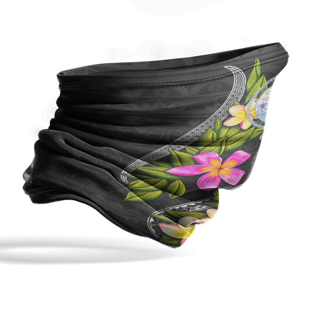 Marshall Islands Neck Gaiter - Plumeria Tattoo Pink Gold