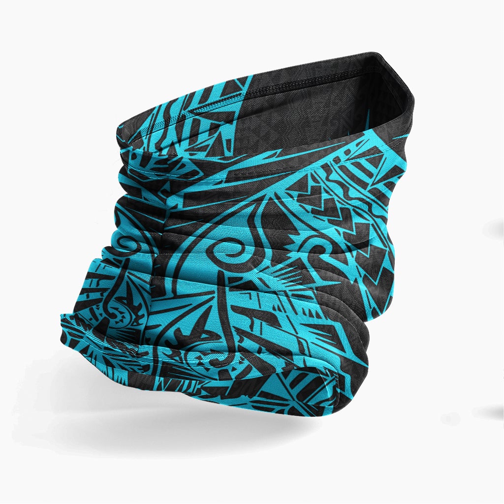 Marshall Islands Neck Gaiter - Polynesian Pattern Turquoise