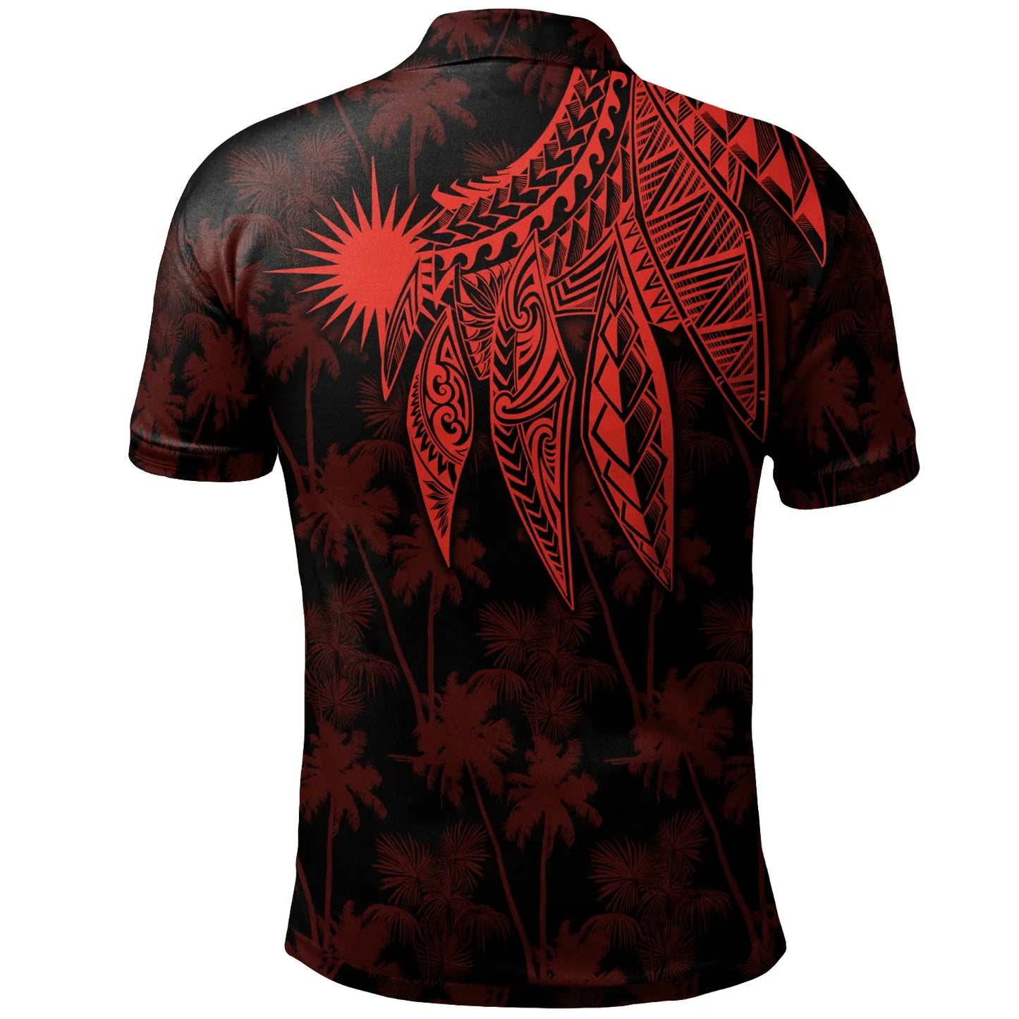 Marshall Islands Personalised Polo - Polynesian Wings (Red)