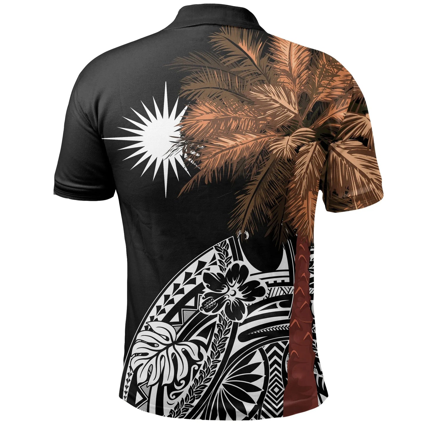 Marshall Islands Polo Shirt - Polynesian Palm Tree Black