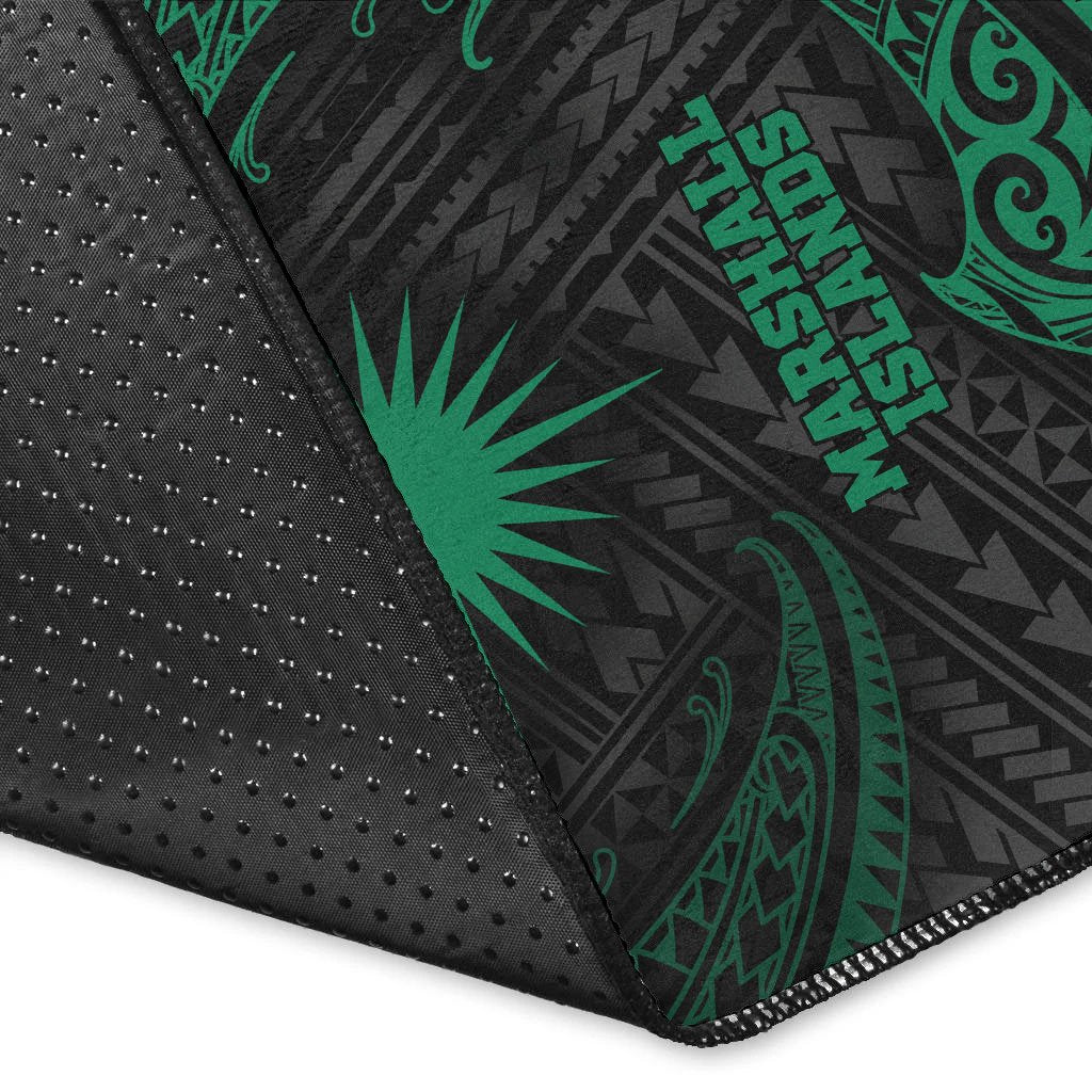 Marshall Islandss Polynesian Area Rug - Green Tribal Wave