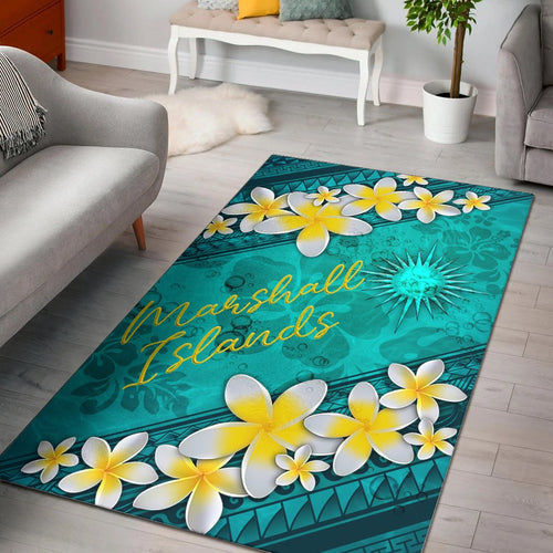 Marshall Islands Polynesian Area Rug - Plumeria With Blue Ocean