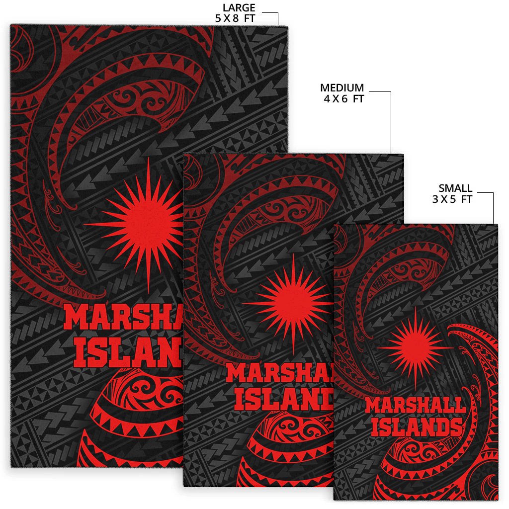 Marshall Islandss Polynesian Area Rug - Red Tribal Wave