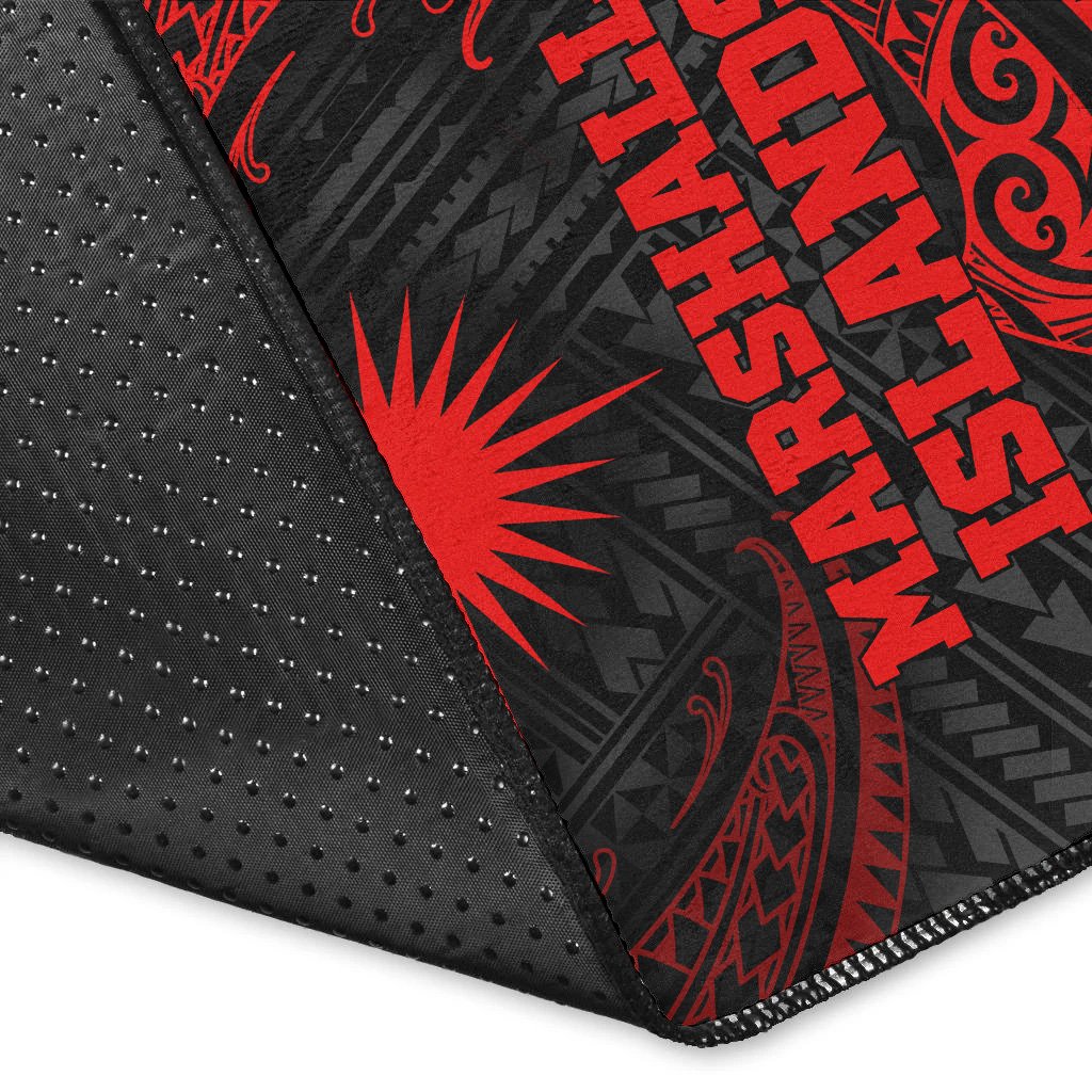 Marshall Islandss Polynesian Area Rug - Red Tribal Wave