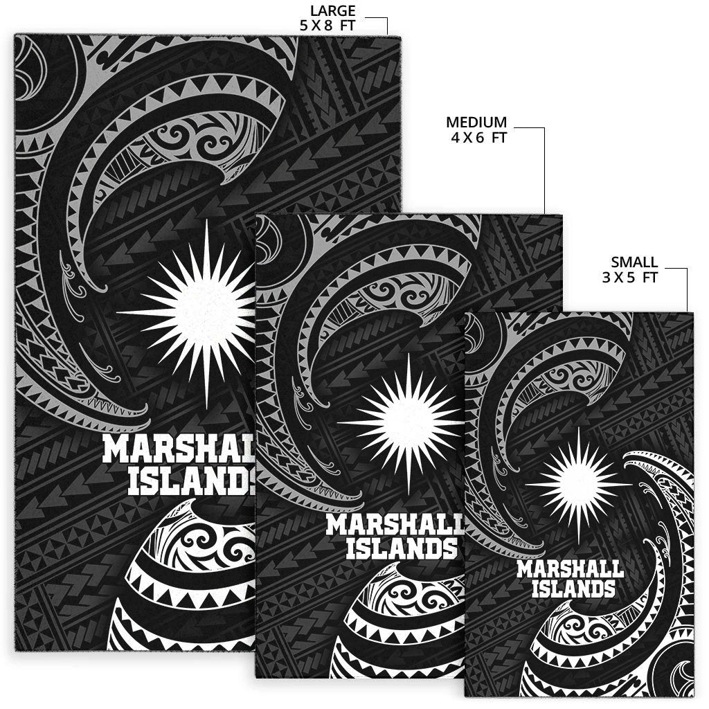 Marshall Islandss Polynesian Area Rug - White Tribal Wave