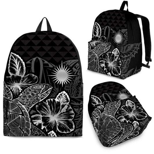 Marshall Islands Polynesian Backpack Turtle Hibiscus Black