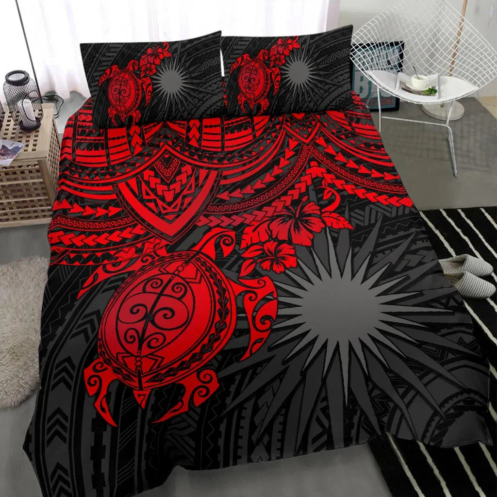 Marshall Islands Polynesian Bedding Set - Red Turtle