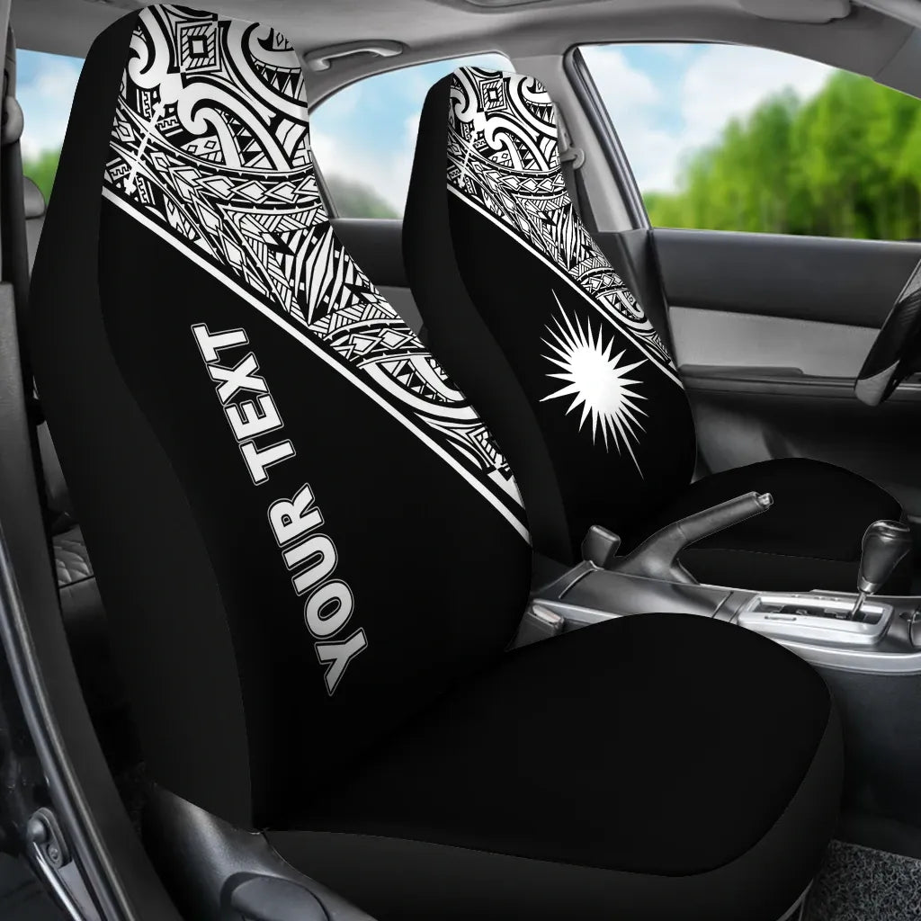 Marshall Islands Car Seat Covers - Marshall Islands Flag Polynesian White Curve