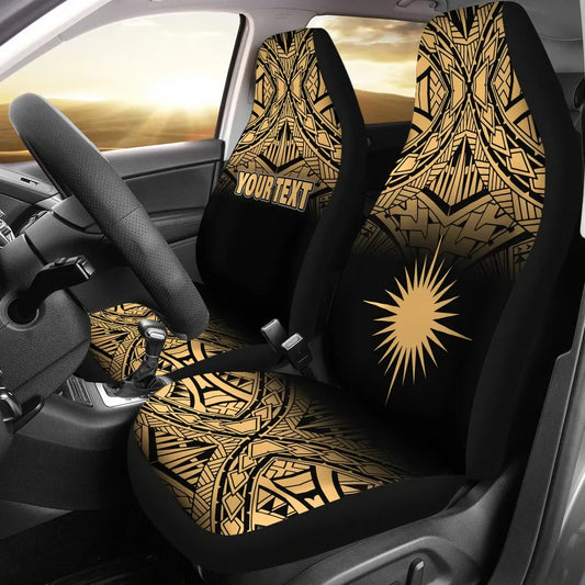 Marshall Islands Car Seat Covers - Marshall Islands Flag Polynesian Tattoo Gold Fog