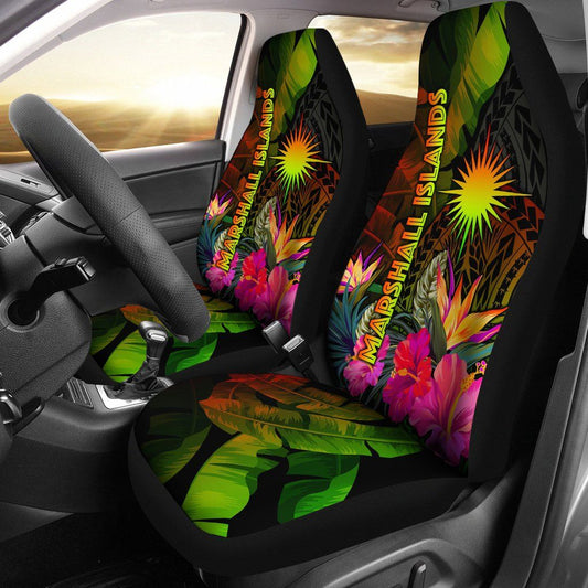Marshall Islands Polynesian Car Seat Covers -  Hibiscus and Banana Leaves