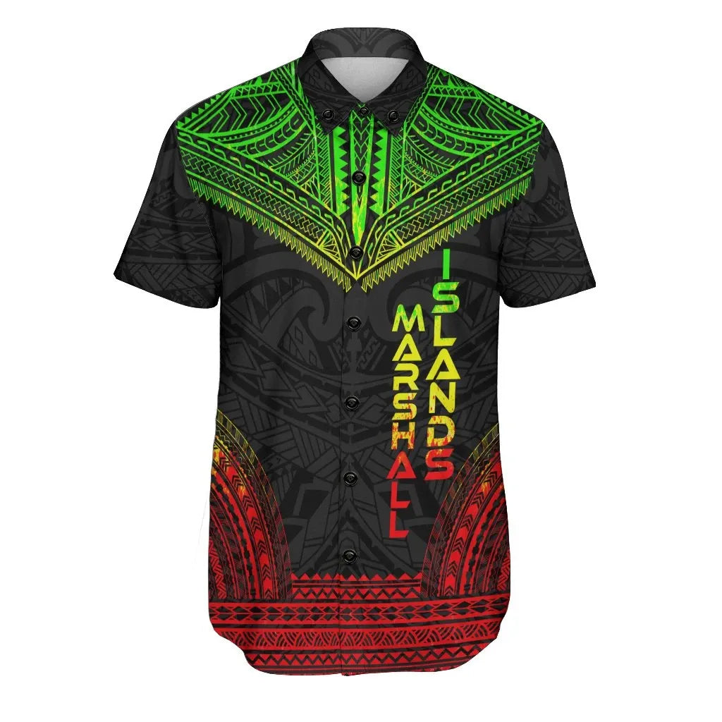 Marshall Islands Polynesian Chief Short Sleeve Shirt - Reggae Version