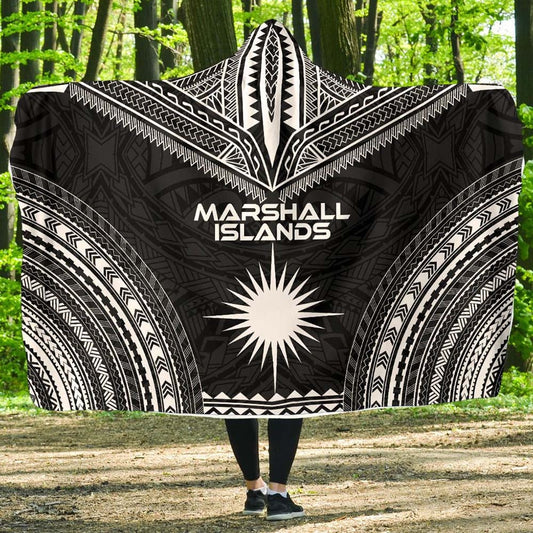 Marshall Islands Polynesian Chief Hooded Blanket - Black Version