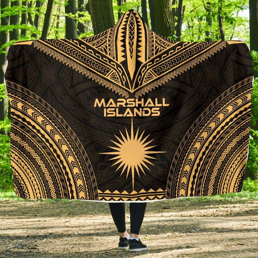 Marshall Islands Polynesian Chief Hooded Blanket - Gold Version