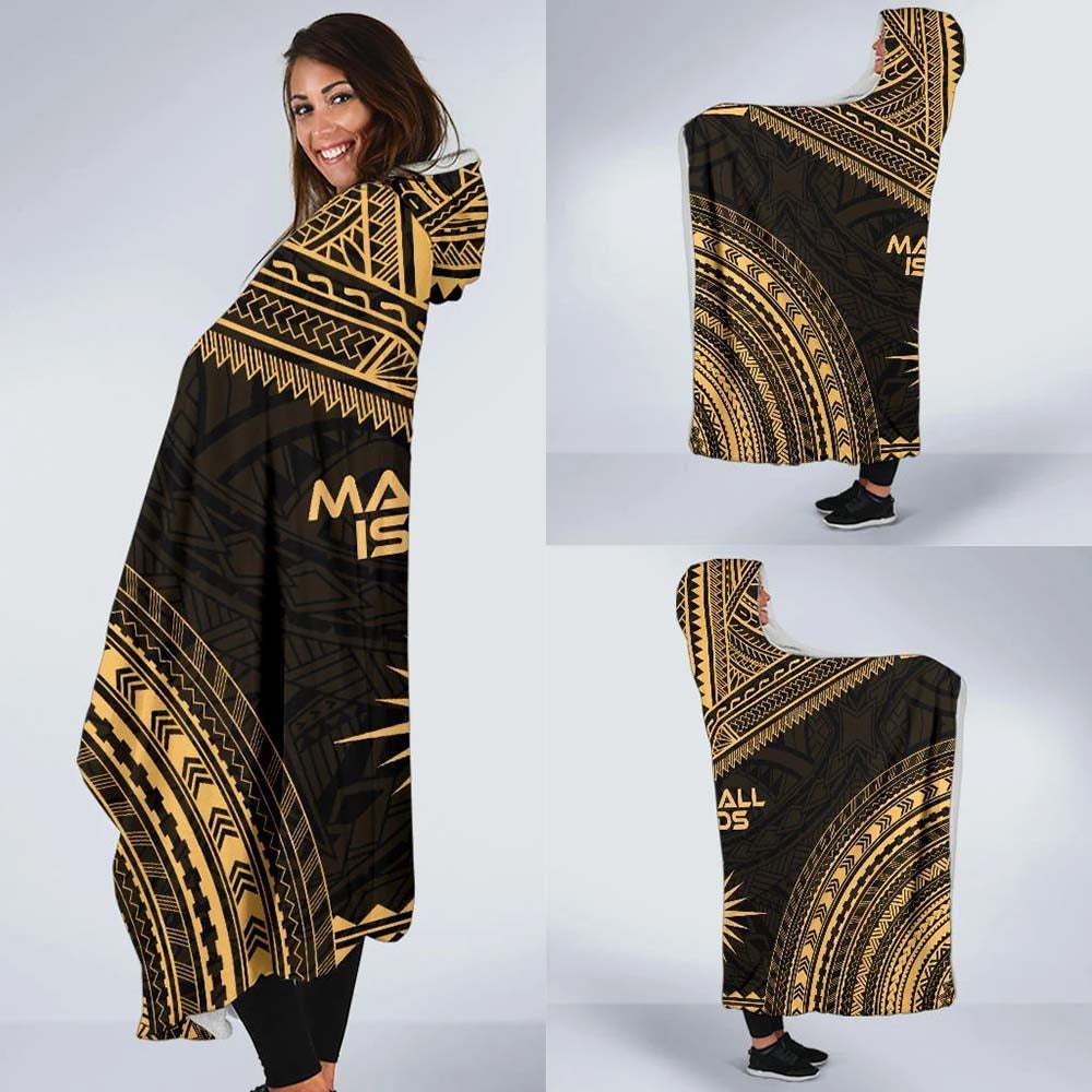 Marshall Islands Polynesian Chief Hooded Blanket - Gold Version
