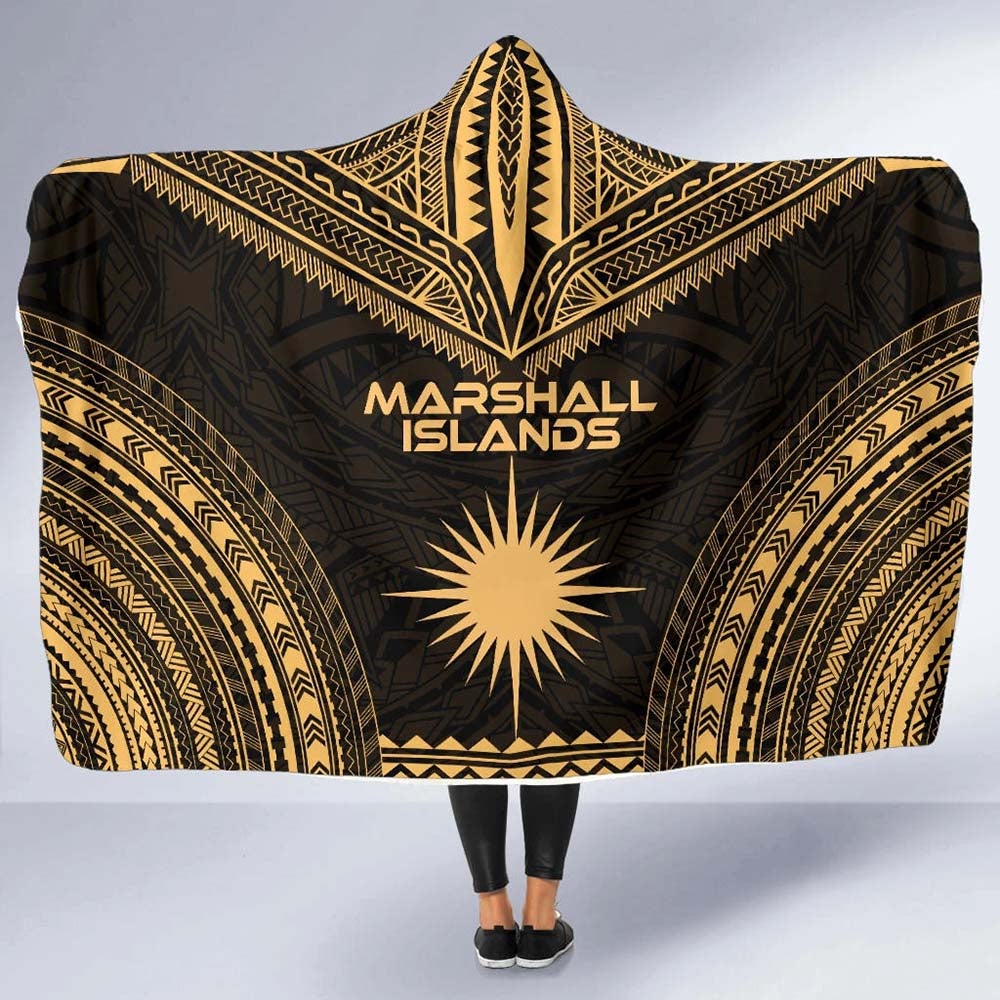 Marshall Islands Polynesian Chief Hooded Blanket - Gold Version