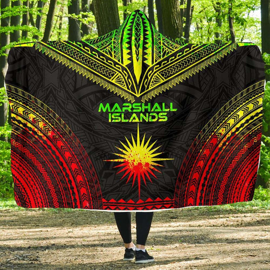 Marshall Islands Polynesian Chief Hooded Blanket - Reggae Version