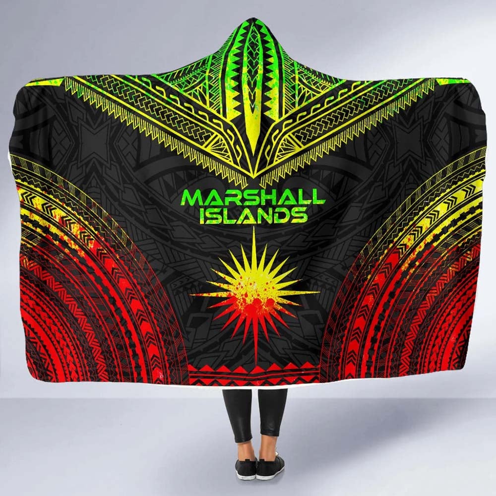 Marshall Islands Polynesian Chief Hooded Blanket - Reggae Version