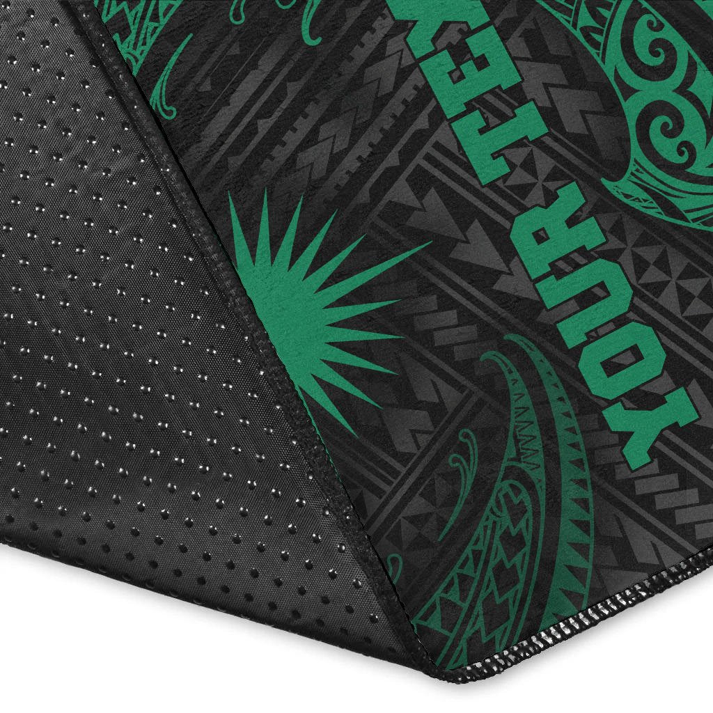 Marshall Islandss Polynesian Custom Personalised Area Rug - Green Tribal Wave