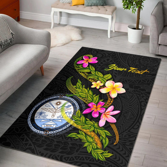 Marshall Islandss Polynesian Custom Personalised Area Rug - Plumeria Tribal