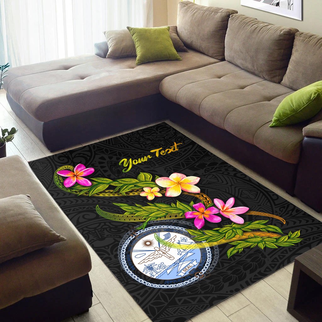 Marshall Islandss Polynesian Custom Personalised Area Rug - Plumeria Tribal