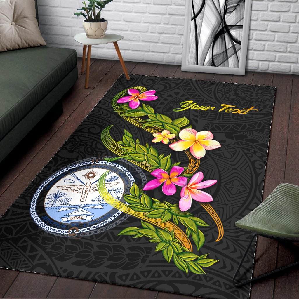 Marshall Islandss Polynesian Custom Personalised Area Rug - Plumeria Tribal
