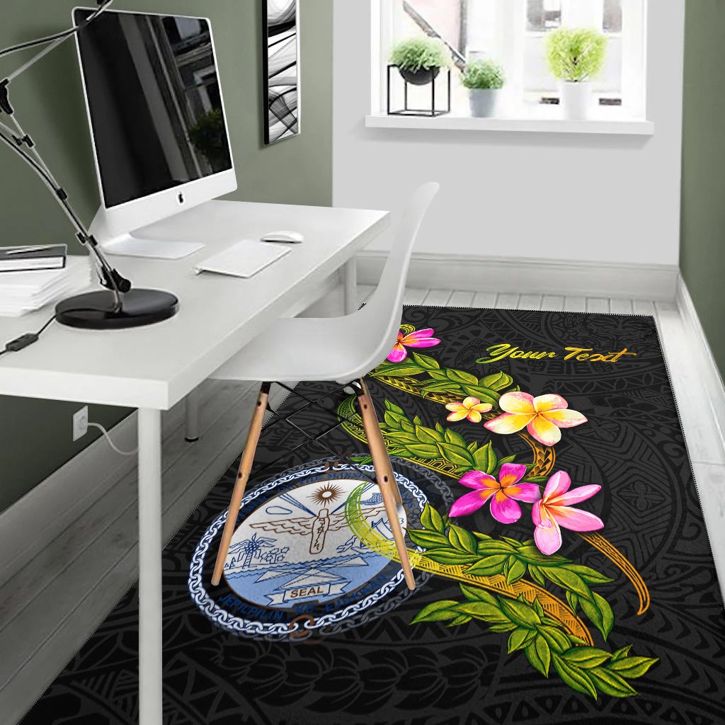 Marshall Islandss Polynesian Custom Personalised Area Rug - Plumeria Tribal