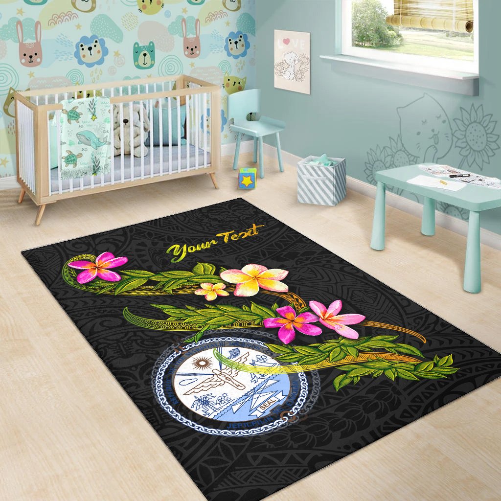 Marshall Islandss Polynesian Custom Personalised Area Rug - Plumeria Tribal