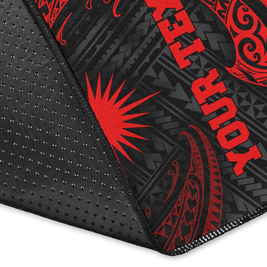 Marshall Islandss Polynesian Custom Personalised Area Rug - Red Tribal Wave