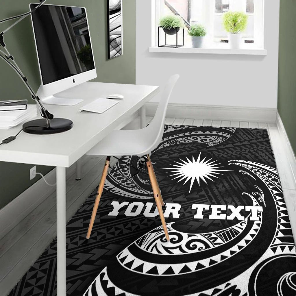 Marshall Islandss Polynesian Custom Personalised Area Rug - White Tribal Wave