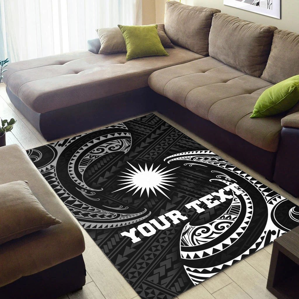 Marshall Islandss Polynesian Custom Personalised Area Rug - White Tribal Wave