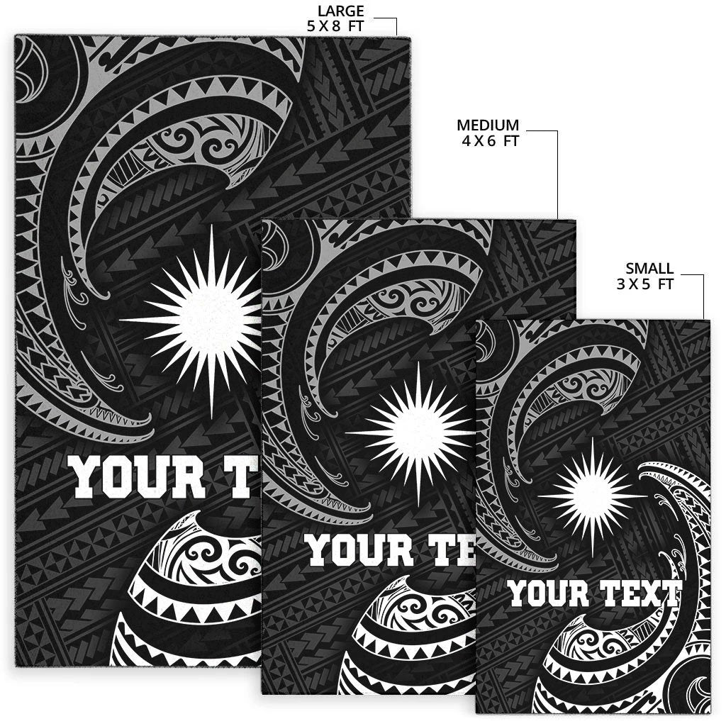 Marshall Islandss Polynesian Custom Personalised Area Rug - White Tribal Wave